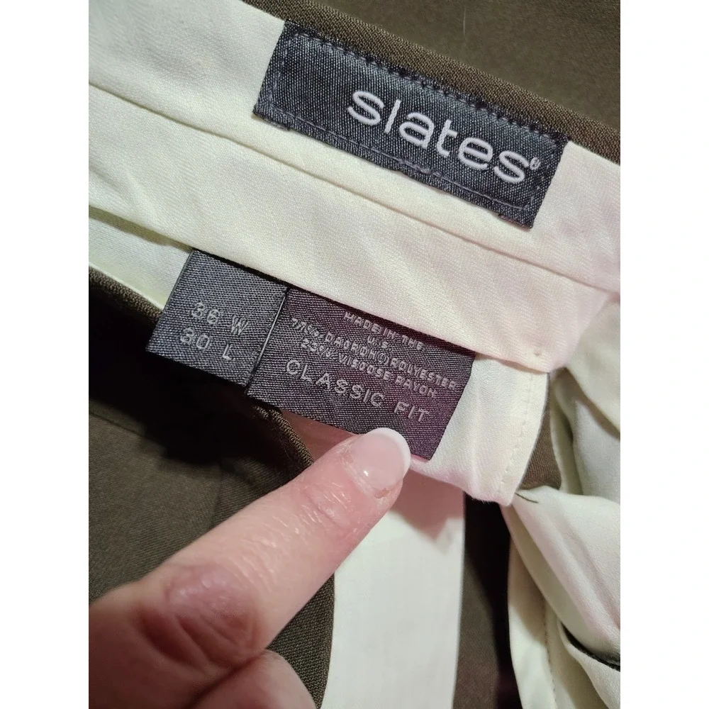 Slates Dress Pants Men 36/29.5 Brown Business Cuffed Pleated Classic Work